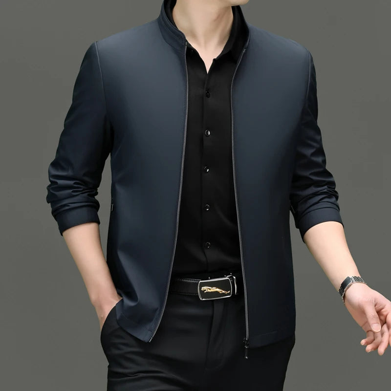 Men Stand Collar Zipper Jacket