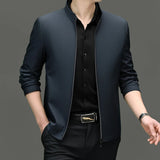 Men Stand Collar Zipper Jacket