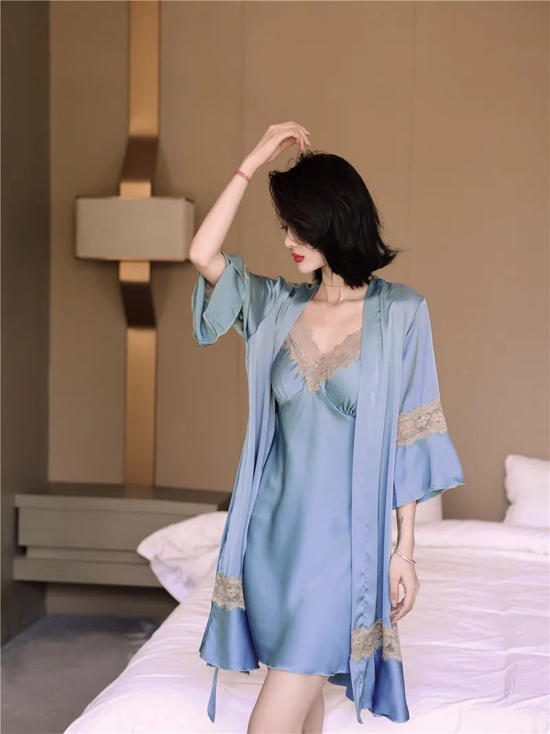Women Ice Silk Nighty Pajamas