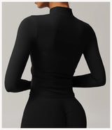 Women's Zip Long Sleeve Yoga Jacket – Slim Fit Gym Training Top