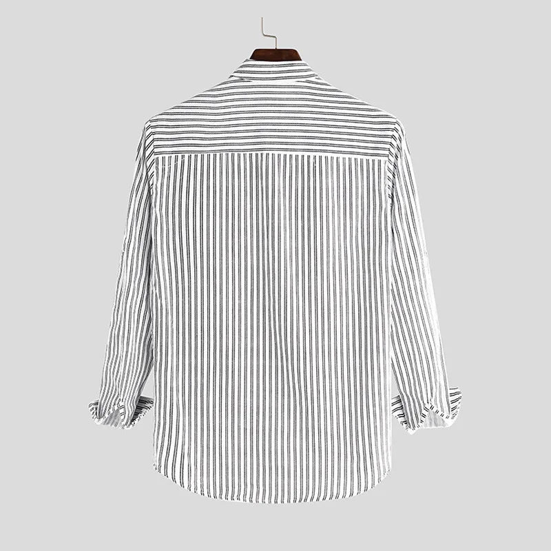 Men's Plus Size Striped Cotton Shirt – 4XL 5XL