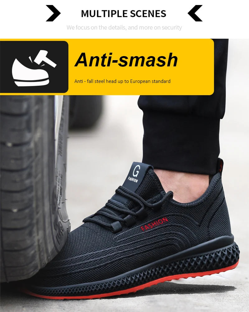 Manlegu Air Mesh Lightweight Safety Sneakers