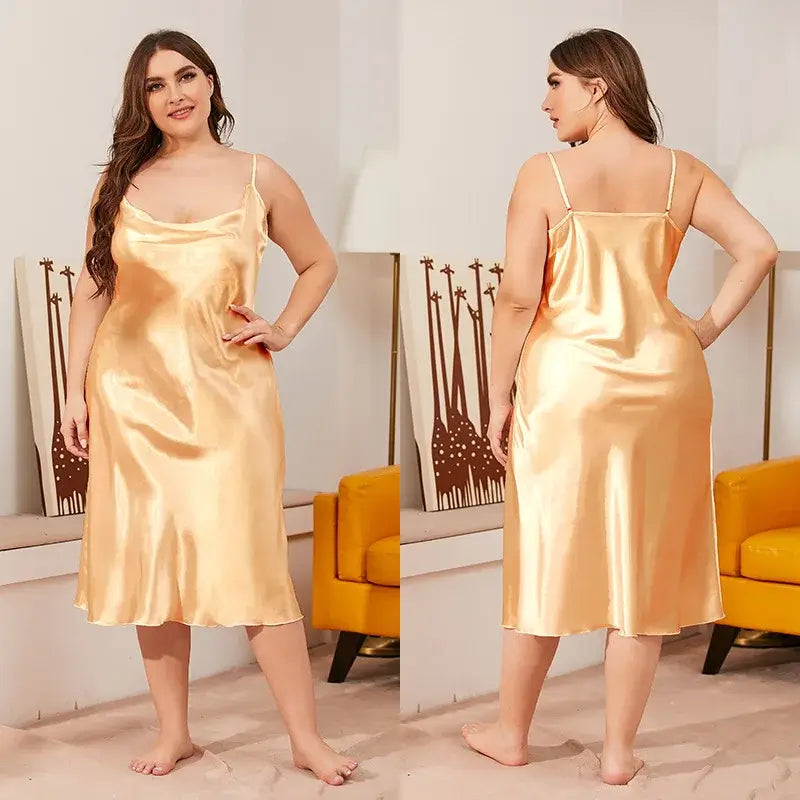 Women Satin Chemise Nightdress Plus Size Sleepwear