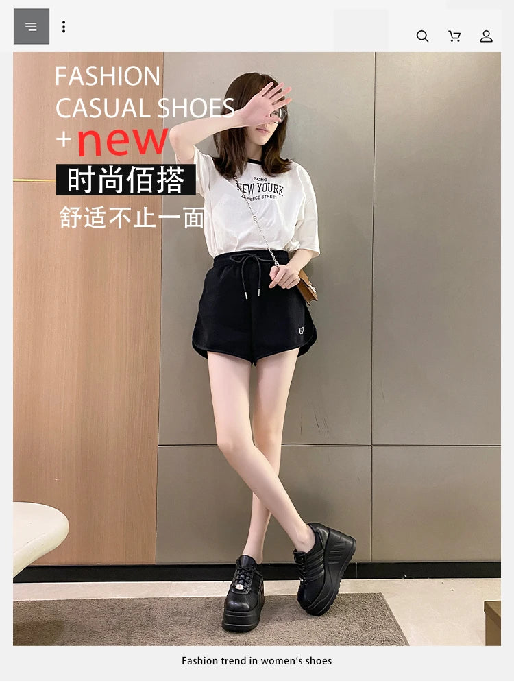 Women’s Pumps Round Head Lace-Up Leisure Heels