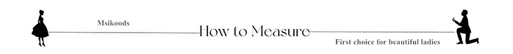 Msikoods measurement guide graphic with silhouettes and tagline for beautiful ladies