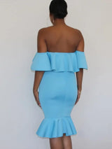 Off-Shoulder Ruffled Evening Maternity Dress