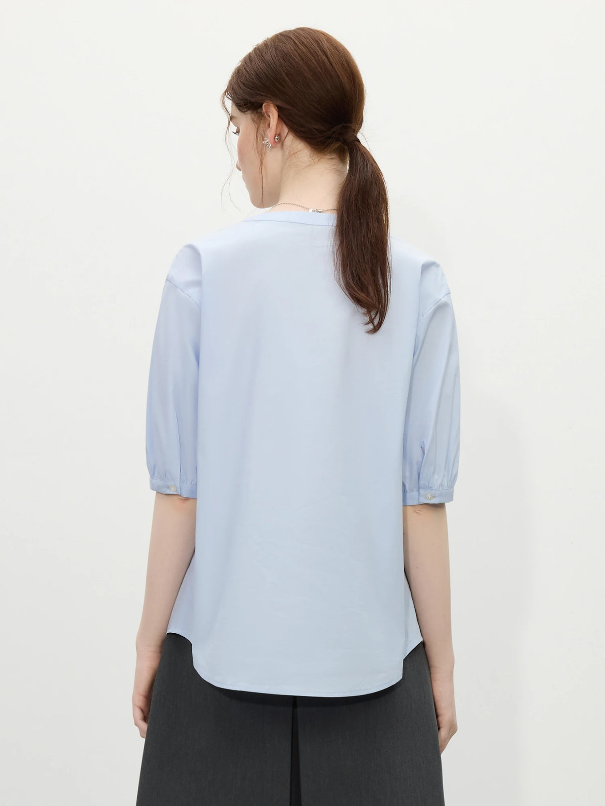 Women Pleated Office Relaxed Fit Blouse