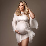 White Chiffon Maternity Photography Dress