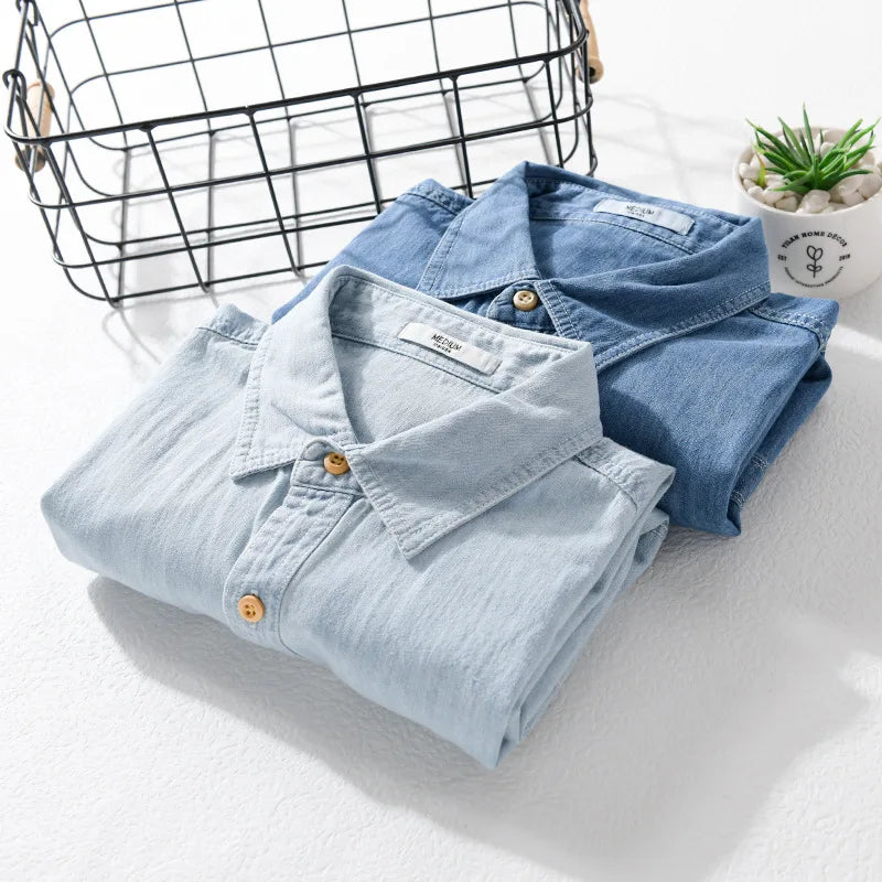 Men Denim Short Sleeve Shirt