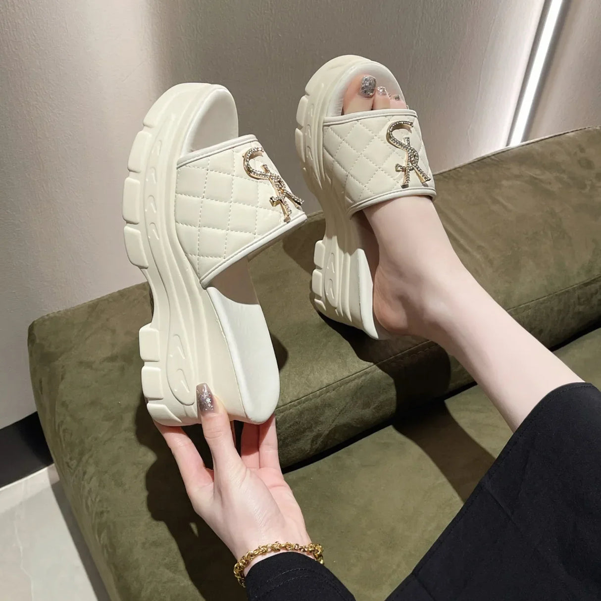 Women Fashion Platform Letter Sandals