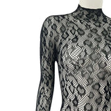 Women Lace Fishnet Long Sleeve Jumpsuit