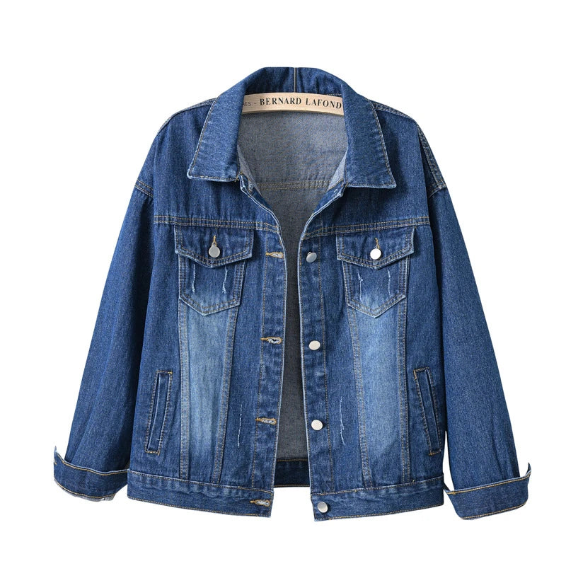 Women’s Pure Color Lapel Denim Jacket