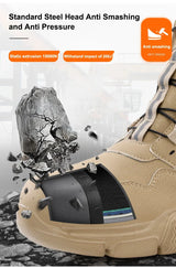 Men Rotating Button Steel Toe Safety Work Shoes