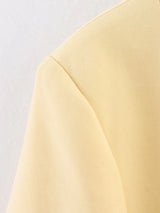 Elegant Yellow O-Neck Blazer Coat