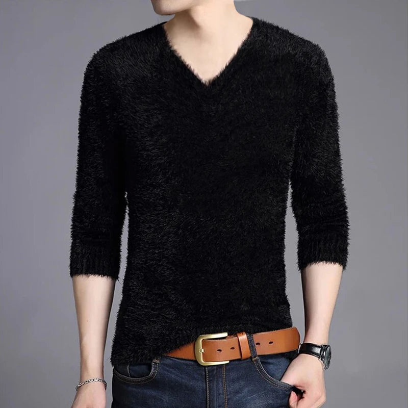Men's Plus Size V-Neck Jumper