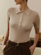 Women's Ribbed Short Sleeve Pullover