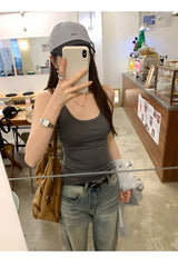 Basic Ribbed O-Neck Camisole Tank Top