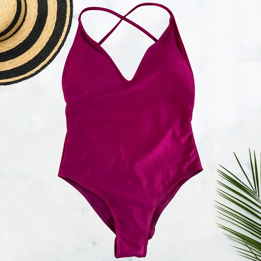 Women Solid Plus Size Swimsuit