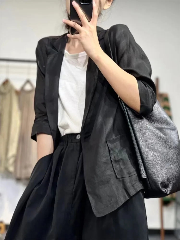 Oversized Loose Pleated Women's Blazer Coat