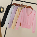 Korean V-Neck Cropped Cardigan Women's Sweater