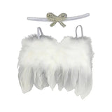 Baby angel wing and headband set for newborn photography, soft feathers and elegant design for cute photo shoots.