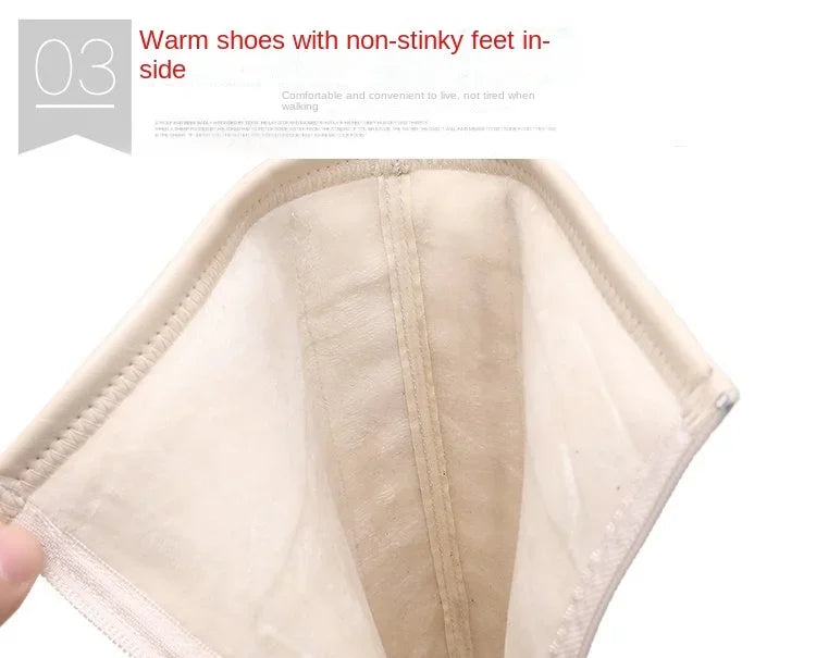 Women Mid Calf Boots Motorcycle Fuzzy Boots