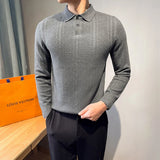 Men's Turn Down Collar Knit Sweater