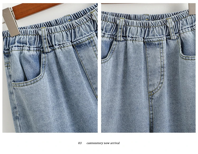 Women Plus Size High Waist Wide Leg Jeans