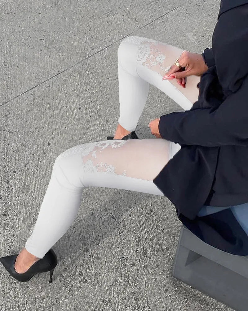 Women Sheer Lace Trousers