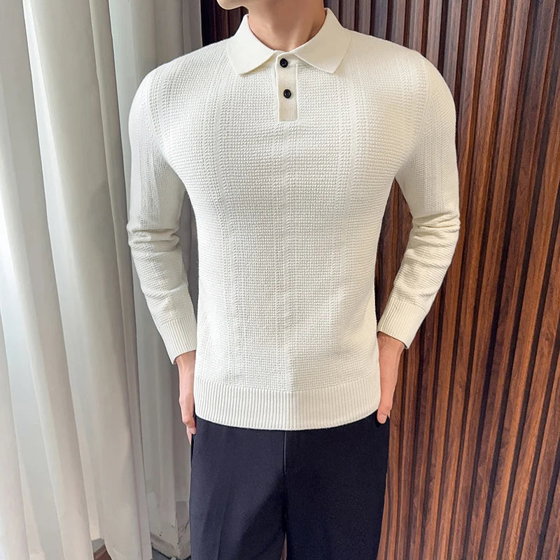 Men's Turn Down Collar Knit Sweater