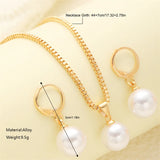 Women’s Round Pearl 3-Piece Jewelry Set