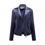 Women's Faux Leather Lapel Biker Jacket