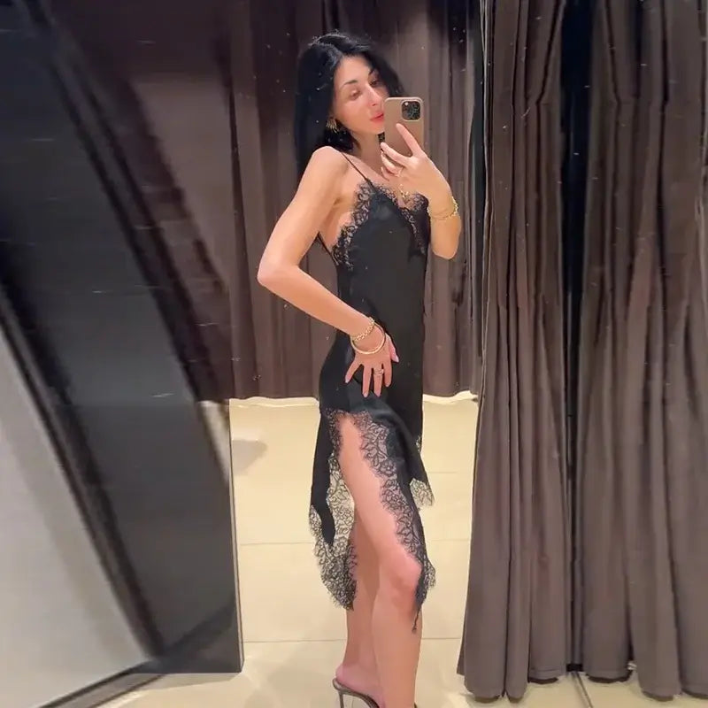 Women Lace Patchwork Dress Jacket Set