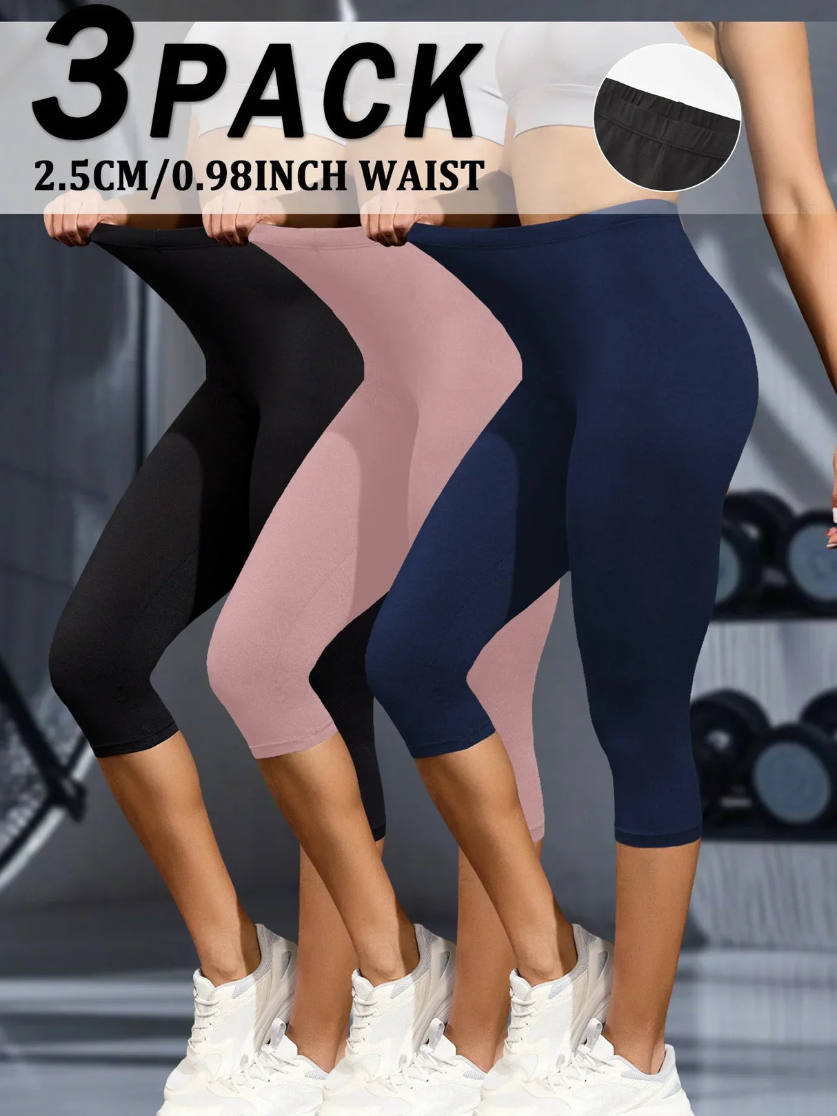 Women 3-Pack Super Soft Capri Yoga Leggings