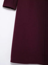 Women Burgundy Woolen Double Breasted Coat