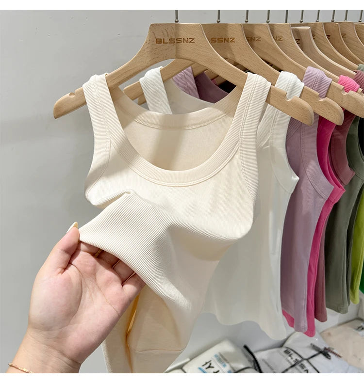 Women Ribbed Round Neck Tank