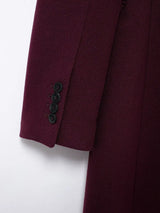 Burgundy Woolen Double Breasted Winter Coat