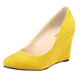 Classic Pointed Wedge Pumps – Black Faux Suede 2025