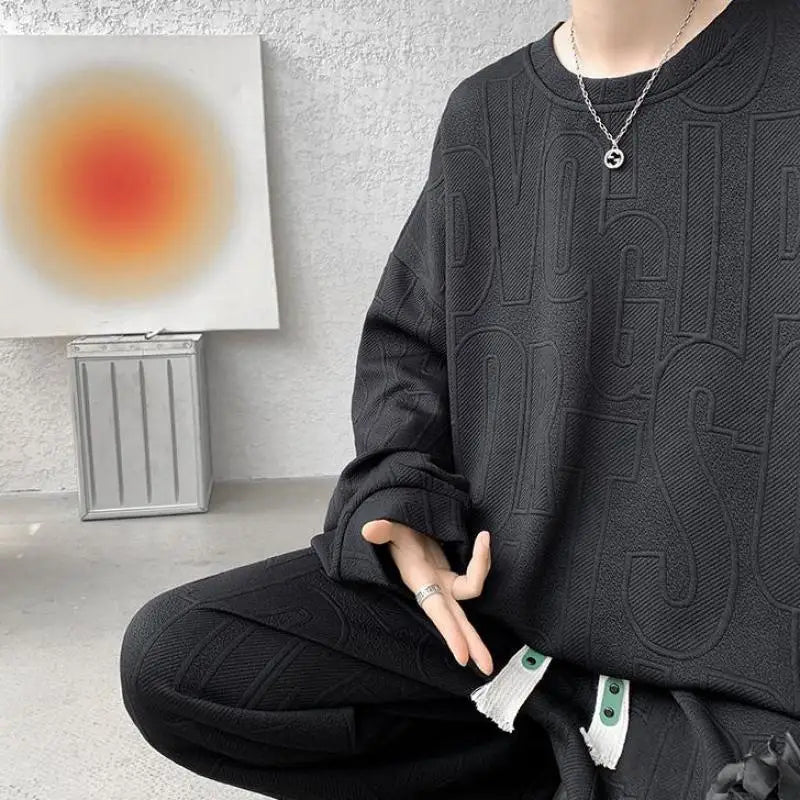 Men’s Plus Size Plain Tracksuit Set M–5XL