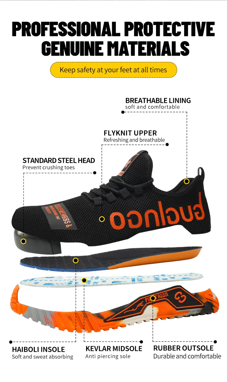 Women Safety Shoes Soft Sole Protective Sneakers