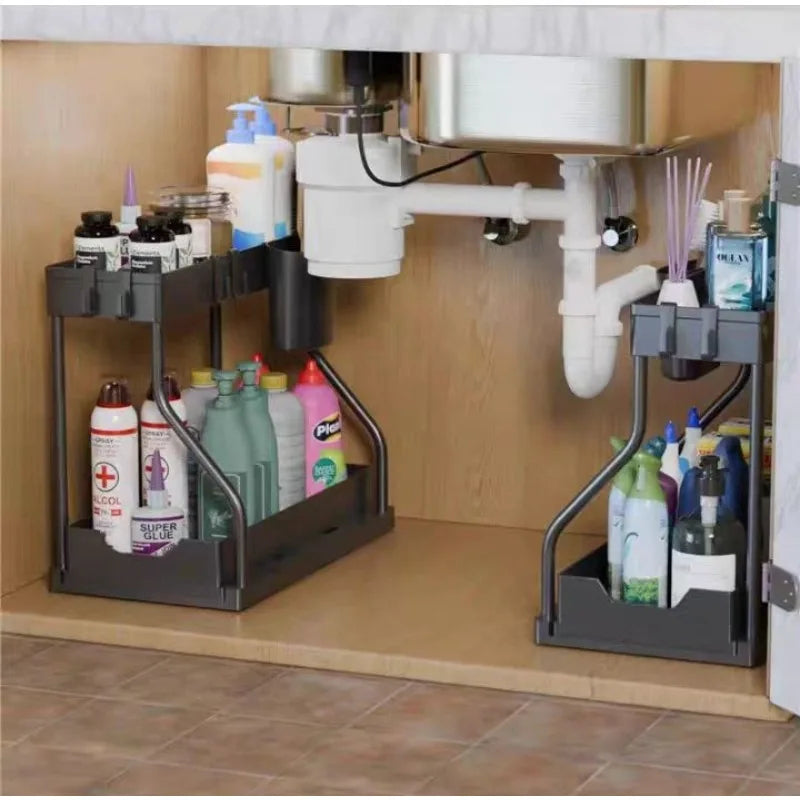 Pull-Out Kitchen Sink Storage Rack