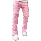 Men Stacked Ripped Jeans