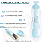 Baby electric nail trimmer with 4 adjustable speed modes for safe and effective nail care.