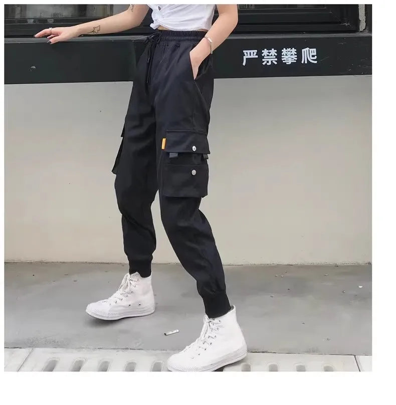 Plus Size Women's Cargo Pants – High Waist Black