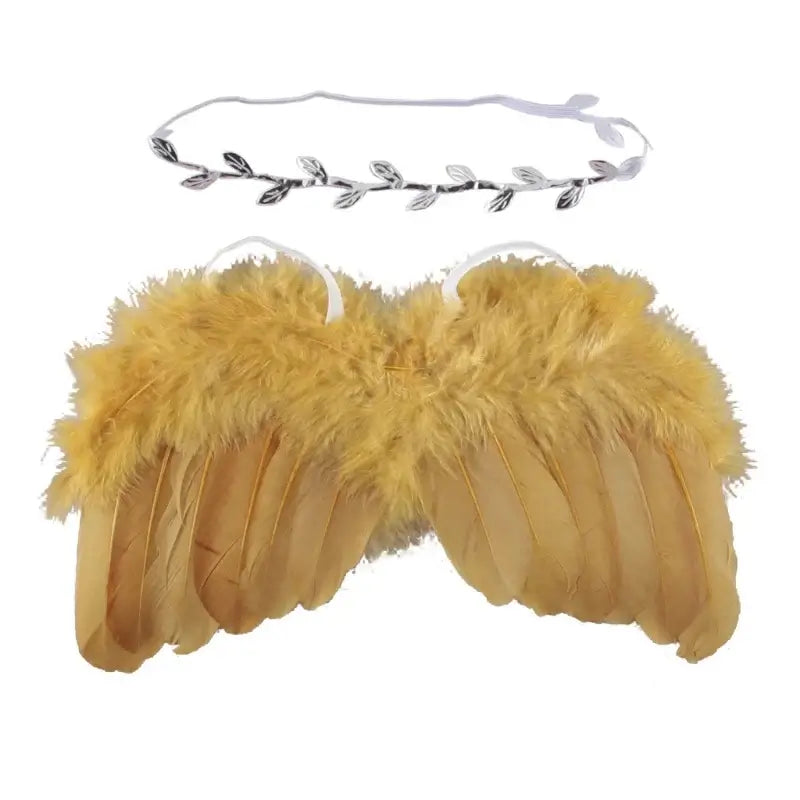 Baby angel wing and headband set for newborn photography, perfect for cute photo shoots and costume accessories.