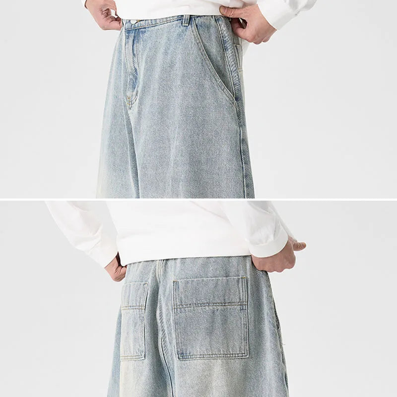 Men's Plus Size Retro Wide Leg Jeans