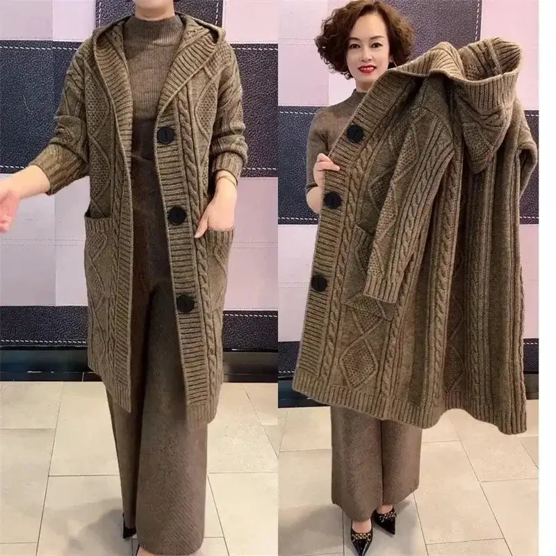 Women Twists Long Knit Cardigan