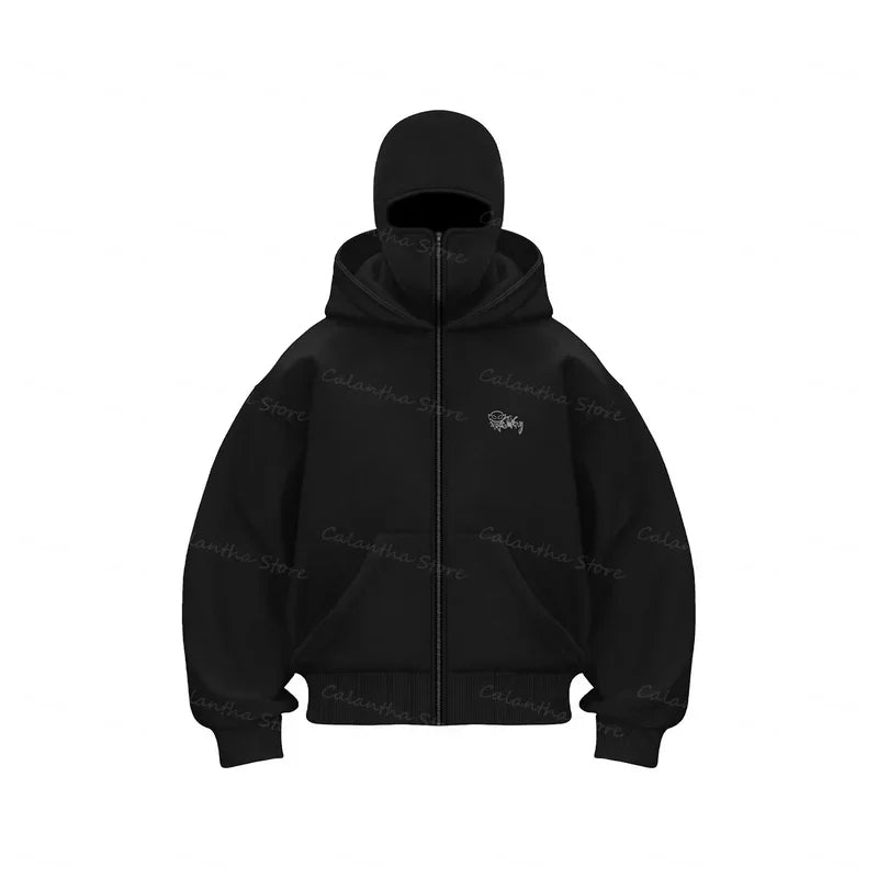 Men Balaclava Zip Hoodie Jacket