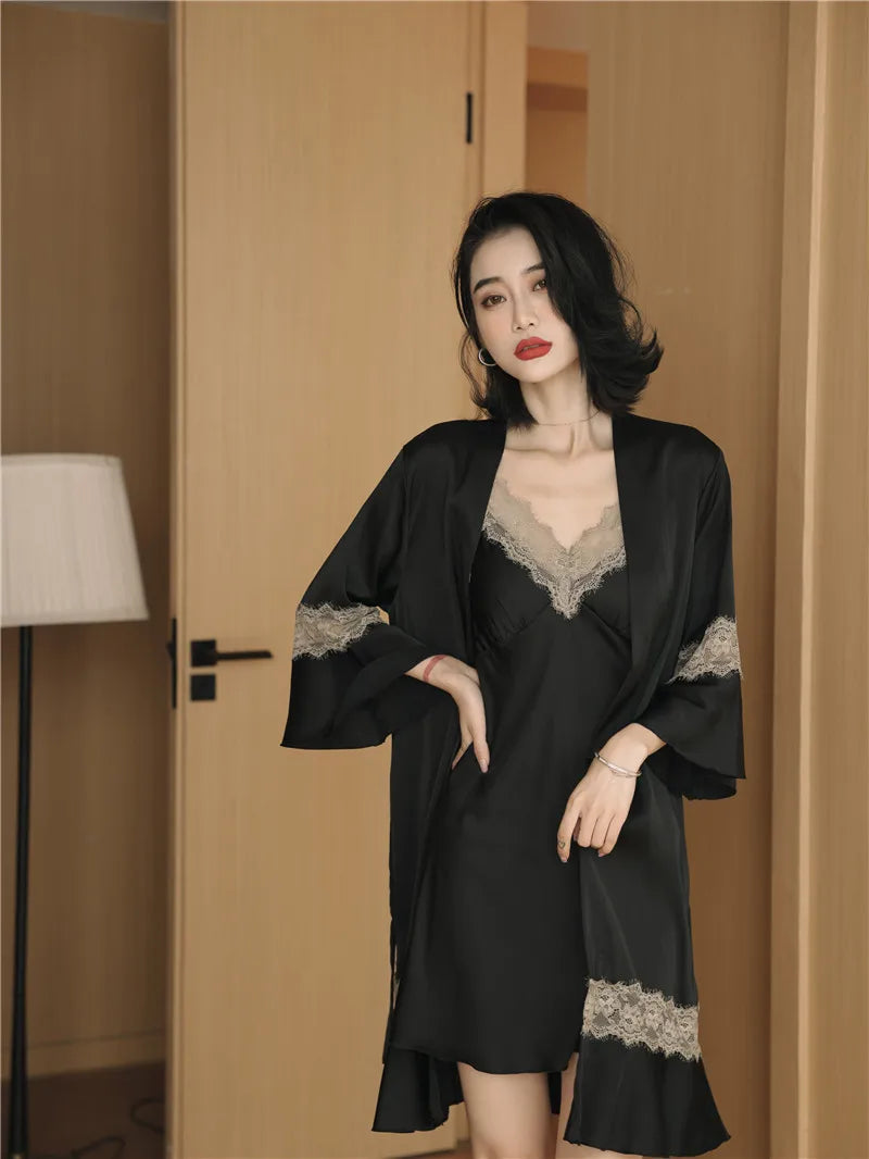 Women Ice Silk Nighty Pajamas