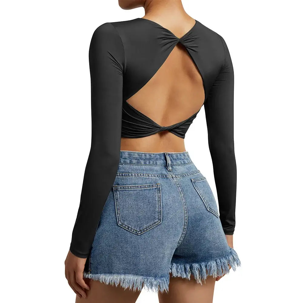 Women Open Back Long Sleeve Yoga Top